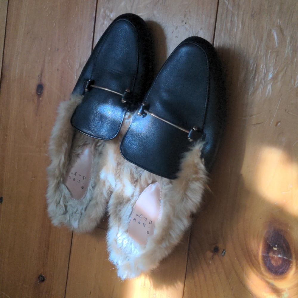 Faux fur mules